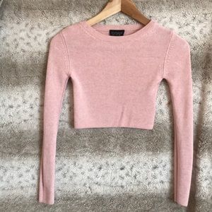 TOPSHOP Ribbed Pink Cropped Sweater